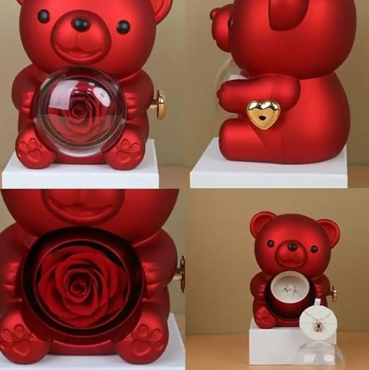 Rose Bear with Hidden (Heart Necklace)